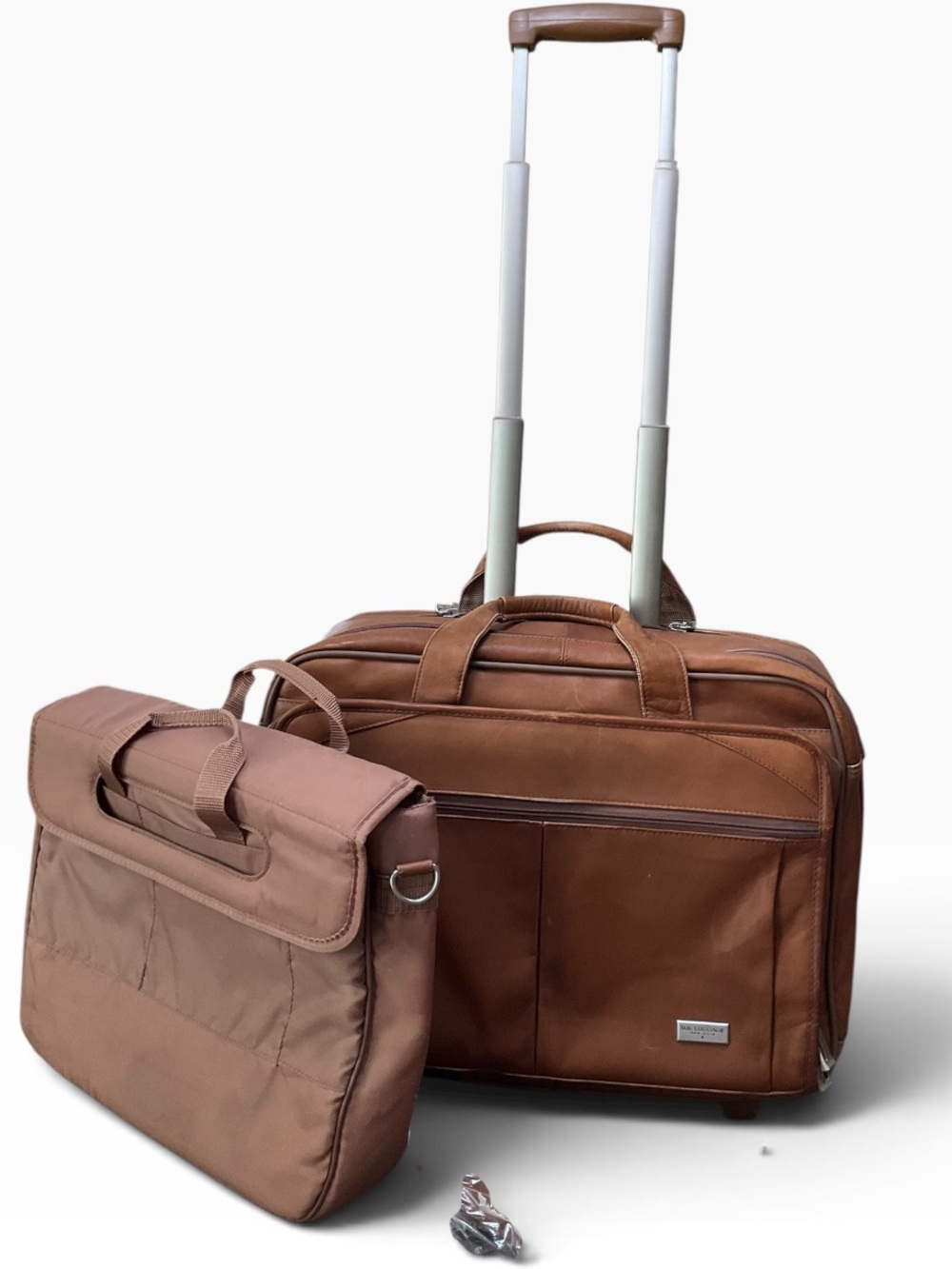 SOLO U.S. Luggage Leather Rolling Cases Computer Portfolio EUC